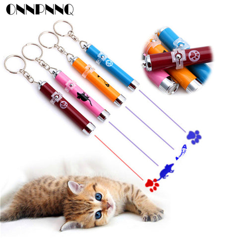 OnnPnnQ Funny Pet Cat Toys LED Laser Pointer light Pen With Bright Animation Mouse Shadow Interactive Holder For Cats Training