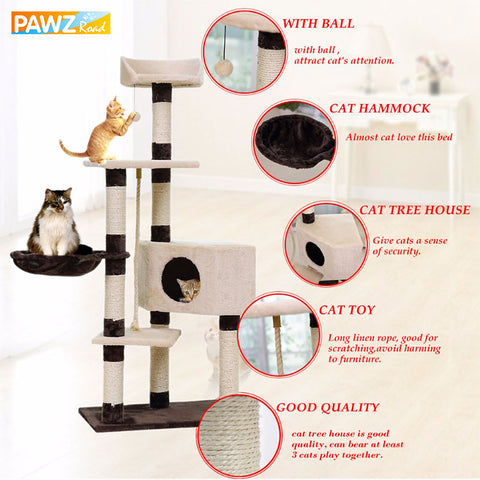 Domestic Delivery Cat Toy House Bed Hanging Balls Tree Kitten Furniture Scratchers Solid Wood for Cats Climbing Frame Cat Condos